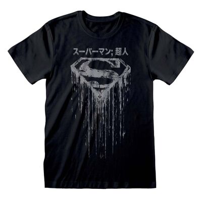 Camiseta desgastada con logotipo japonés de Superman de DC