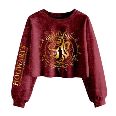 Harry Potter Gryffondor Constellations SuperHeroes Inc. Sweat-shirt court délavé à l'acide pour femme