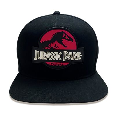 Cappellino snapback unisex per adulti con stemma in gomma con logo rosso Jurassic Park
