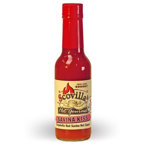 Scovillas Hot Gourmet SAVINA KISS Exquisite Red Savina Hot Sauce, 148ml