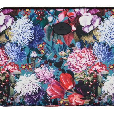 Easy Laptop Case Blumenbouquet petrol