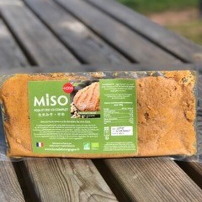 Miso medio de arroz fresco y soja (12 meses) - Miso medio crudo - 生みそ - (bolsa de 1 kg)