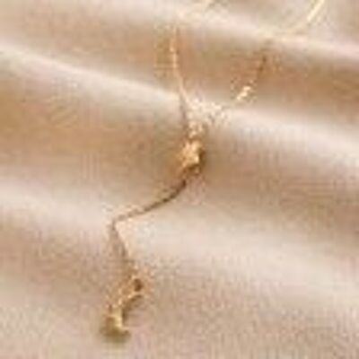 Collier Lasso Cristal Lune et Étoile en Or