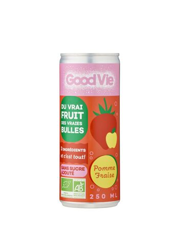 Kombucha de fruits - Good Vie Pomme / Fraise canette (250 mL) 2