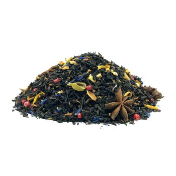 Thé noir Mandala Chai à l'orange, à la fleur d'oranger, au poivre rose, au gingembre, à la cannelle, à l'anis étoilé, à la cardamome et au bleuet bleu 2