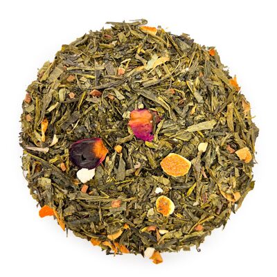Tè verde con fichi, cannella, arancia, fiori d'arancio e rose