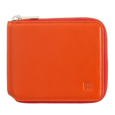 Cartera de piel para hombre DUDU con cremallera color naranja