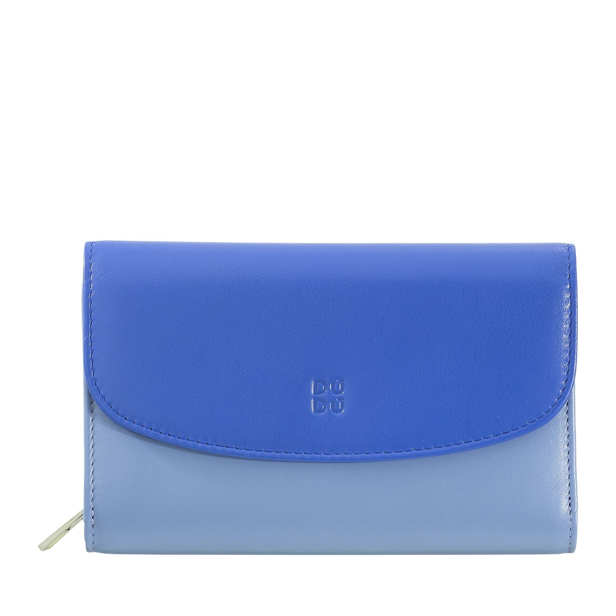 DUDU Portafoglio donna in pelle organizer blu fiordaliso
