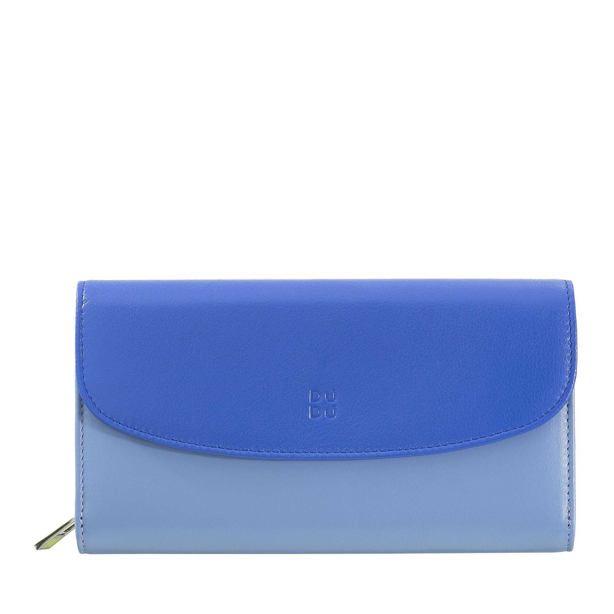 DUDU Portafoglio grande in pelle da donna blu fiordaliso