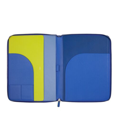DUDU Leather A4 zipped document folder bag cornflower blue