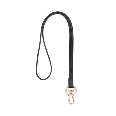 DUDU Lanyard da collo in pelle con anello a clip distintivo nero
