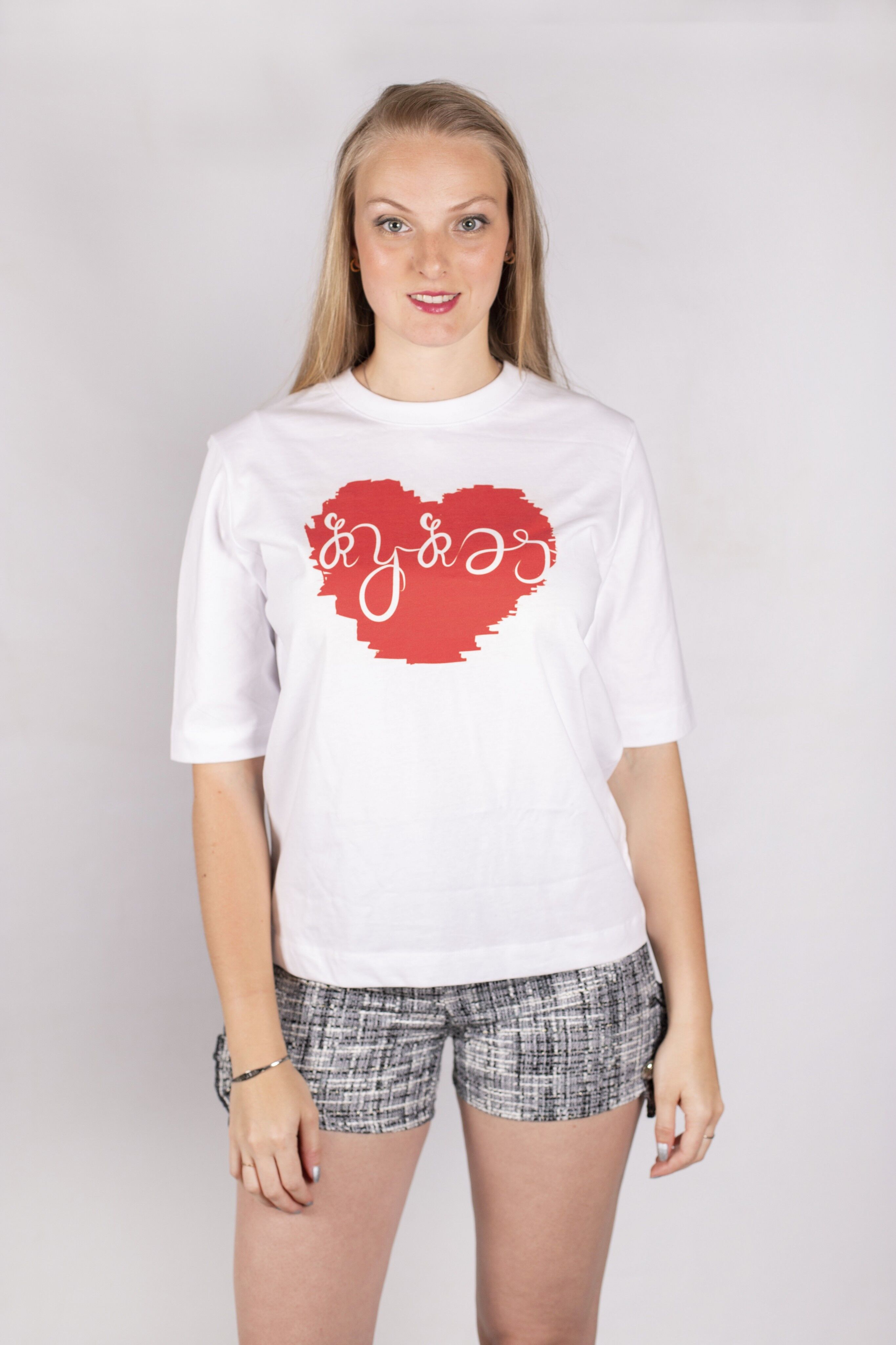KY-KAS T-SHIRT MID LUNGA CUORE ROSSO BIOLOGICO