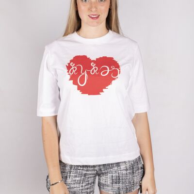 KY-KAS T-SHIRT MID LUNGA CUORE ROSSO BIOLOGICO