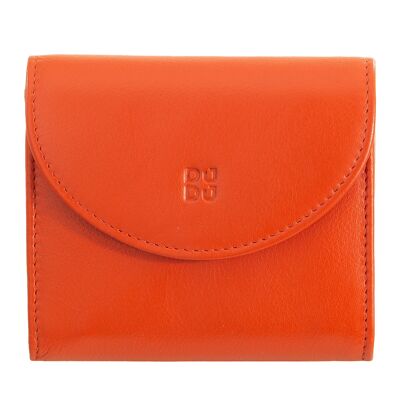 DUDU Petit portefeuille en cuir pour femme pochette orange