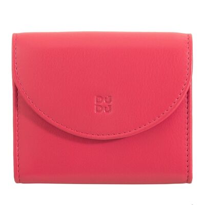 Monedero pequeño de piel para mujer DUDU en color frambuesa