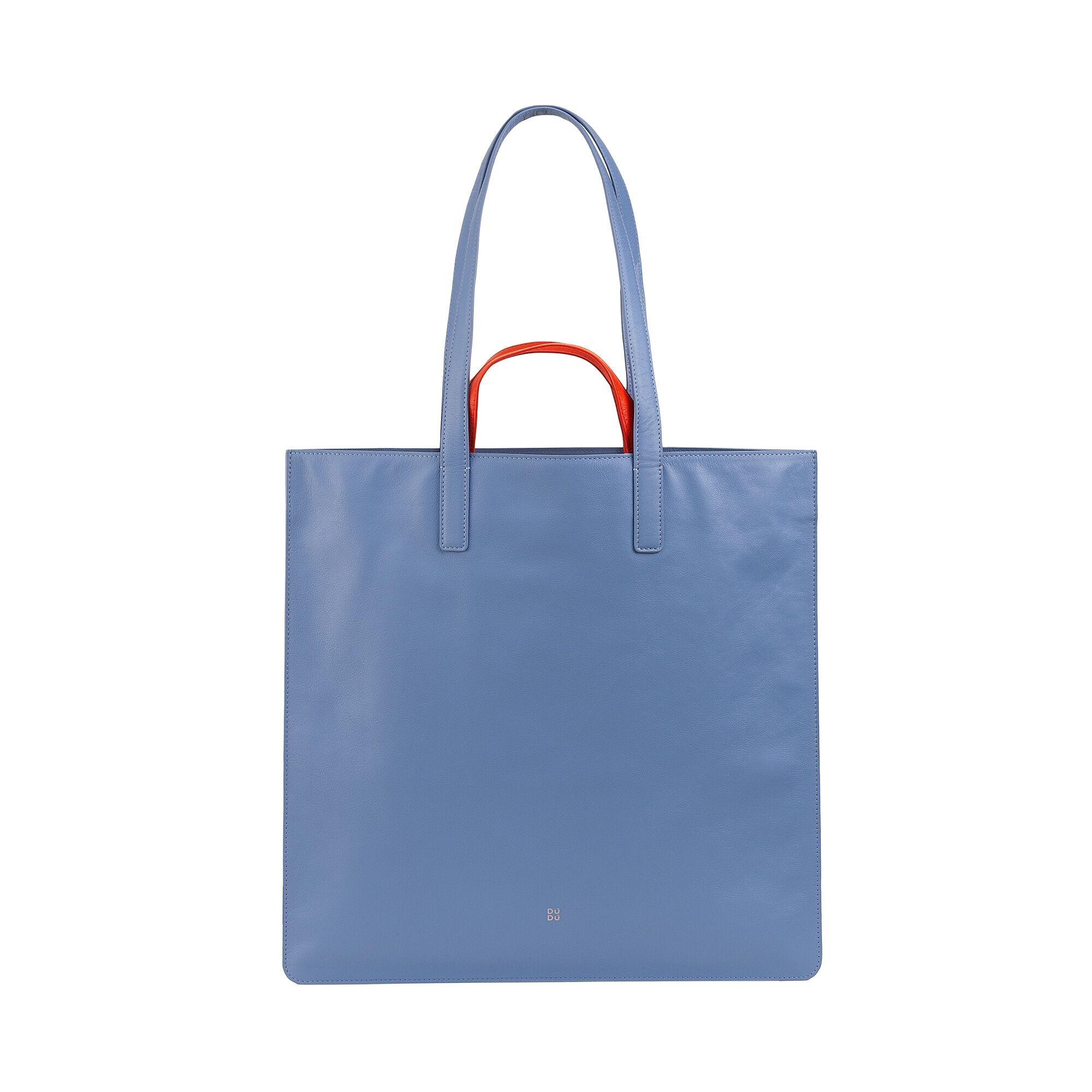 DUDU Borsa grande da donna in pelle tote shopping blu pastello