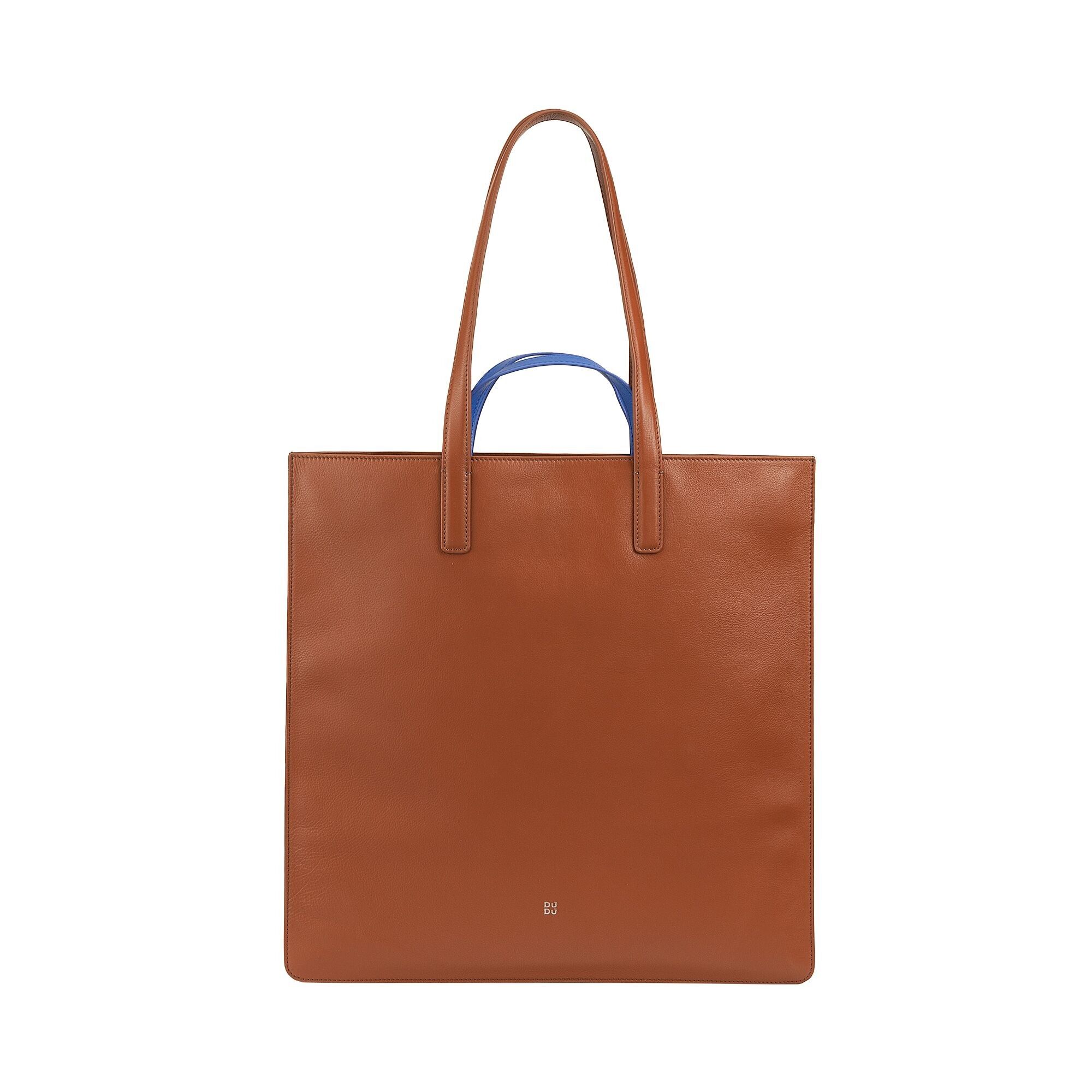 DUDU Große Einkaufstasche aus Leder für Damen, Zimt