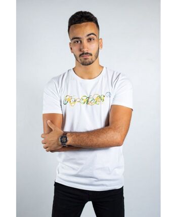 Tee shirt coton bio homme col rond blanc logo ky-kas 1