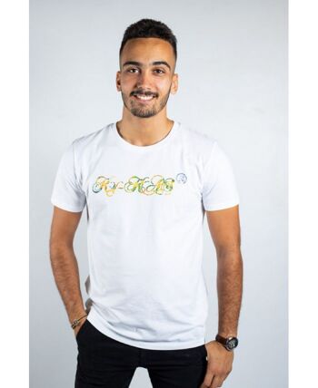 Tee shirt coton bio homme col rond blanc logo ky-kas 2