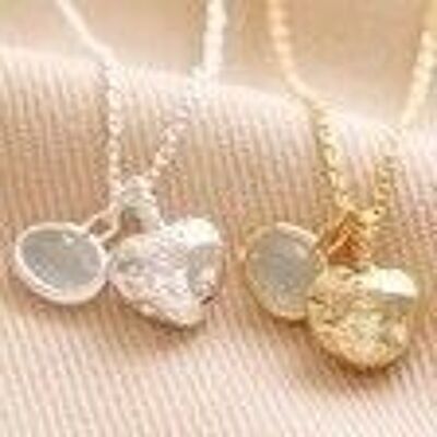 Heart and Moonstone Pendant Necklace in Gold