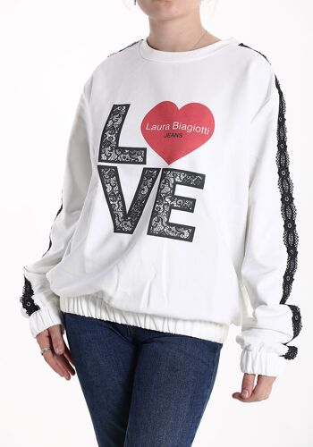 Sweat-shirt en coton, marque Laura Biagiotti, pour femme, fabriqué en Chine, art. JLB303.290 7