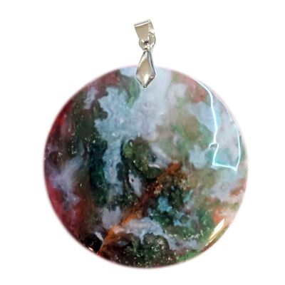 Pendentifs Agate Mousse de Madagascar Rond