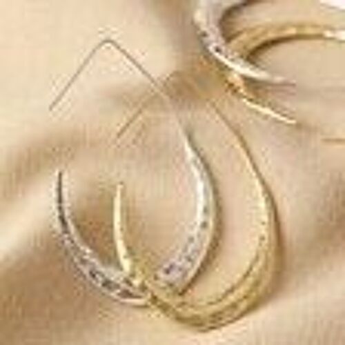 Hammered Teardrop Hoop Earrings in Gold