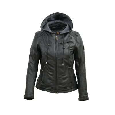 Leather jacket with hood GAMILIA CE