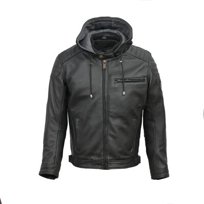Leather jacket with hood GARVIS CE