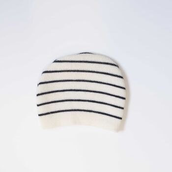 Bonnet en laine mélangée - Écru/marine - Collection «Petits Marins». 2
