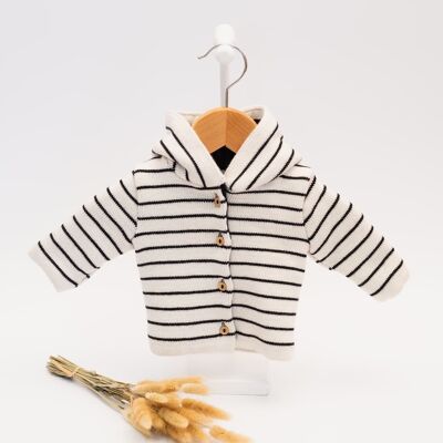 Cappotto neonato in misto lana - Collezione “Petits Marins”.