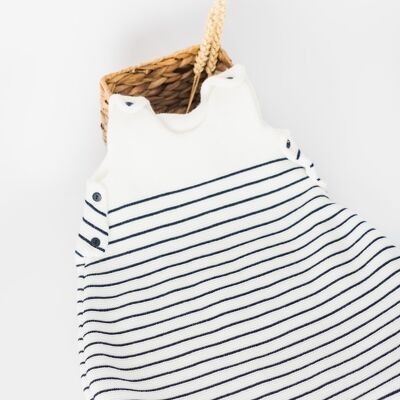 Moss stitch knit sleeping bag - Ecru with nautical stripes