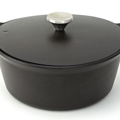 Cocotte Pearl de Hierro Fundido Esmaltado, Negro Satinado, 26 cm, 5.2 l.