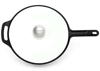 Poêle à frire en fonte émaillée avec couvercle, blanc, 26 cm. 2