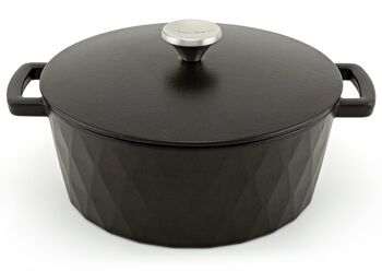 Cocotte Fonte Émaillée Diamant, Noir Satiné, 26 cm, 5,2 l. 1