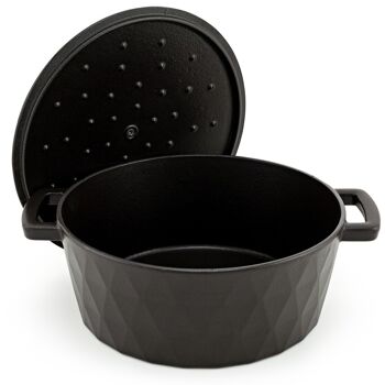 Cocotte Fonte Émaillée Diamant, Noir Satiné, 26 cm, 5,2 l. 4