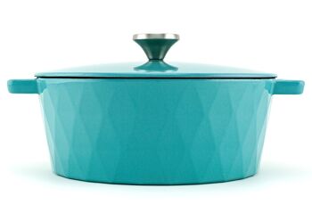 Cocotte Fonte Emaillée Diamant, Turquoise, 26 cm, 5,2 l. 2