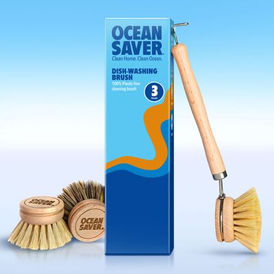 OceanSaver Dish Washing Brush + 3 replacement heads 50 pack