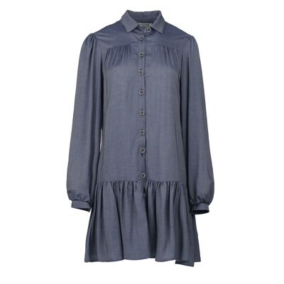 Abito in stile denim blu con bottoni