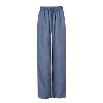 Pantalon large style denim bleu 1