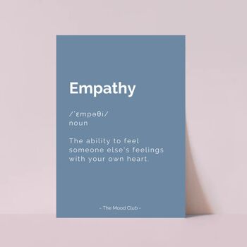 Affiche bleue A3 de définition positive d’empathie, impression d’art mural motivationnel 2