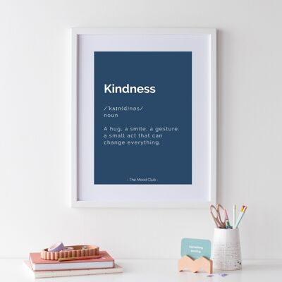 Kindness positive definition A3 poster blue - wall art motivational print