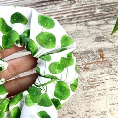 Green scrunchies, scrunchie, rubber band, hair accessory, hair band, botanical Pilea