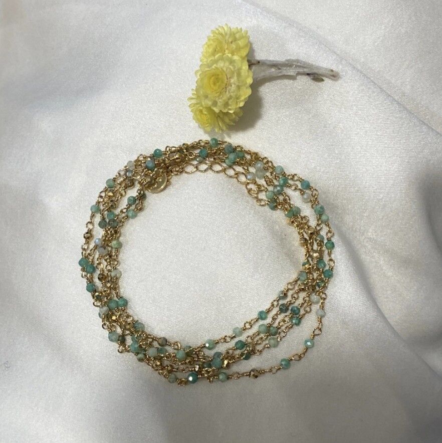 BRACCIALE PUSHKAR, catena di pietre amazzonite (BCHIND6)