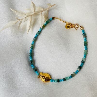 BRACELET TALLULAH, turquoises & emerald (BCA43)