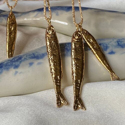 COLLIER ABLETTE DUO , 2 poissons plaqué or (CAT83DUO)
