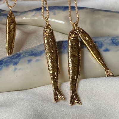 BLACK DUO NECKLACE, 2 gold-plated fish (CAT83DUO)