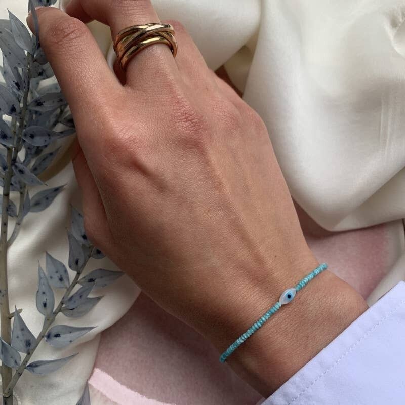 BRACCIALE HIVA, turchese e occhio di madreperla (BTA16)