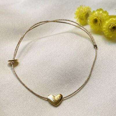 PULSERA CORAZÓN AGAPÉ, baño de oro (BAT80)