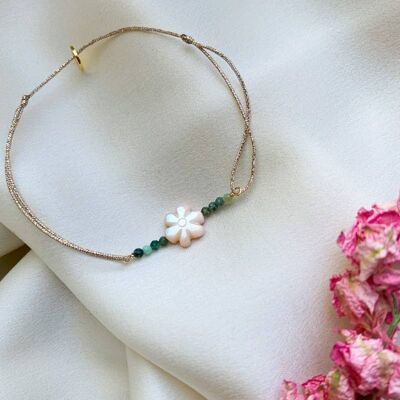 BRACELET LOTUS, nacre et turquoises ( BTA10)